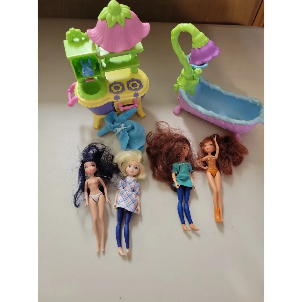 Disney Tinkerbell Woodland Fairies Cottage Kitchen Stove Bathtub lot